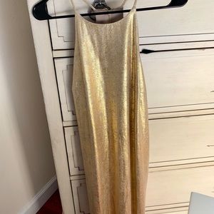Halston gold dress NWT